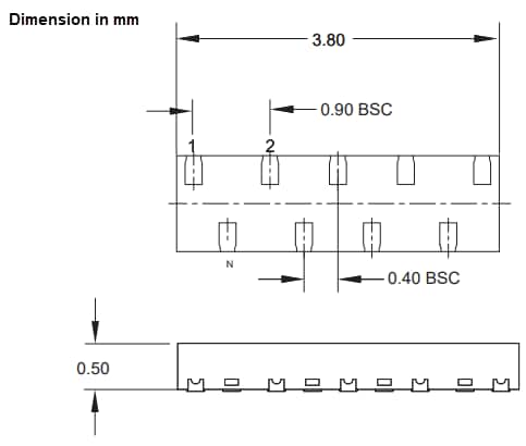 Mechanical Drawing - Semtech RClamp03348P RailClamp® ESD Protection Diode